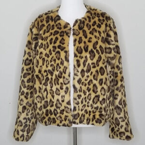 NWT Band of Gypsies Leopard Faux Fur Coat S
